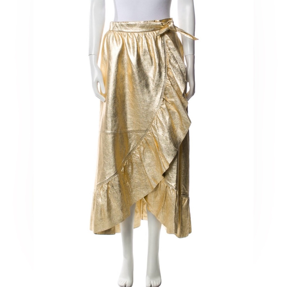 Zimmermann nwt Elegant Gold leather Wrap Skirt